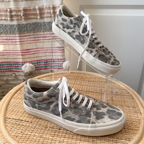 Vans Old Skool Hairy Suede Grey Leopard Animal Print Low Top Shoes Women’s 9.5 - Picture 9 of 9